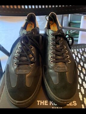 The Kooples Black Leather & Suede Low-Top Sneakers